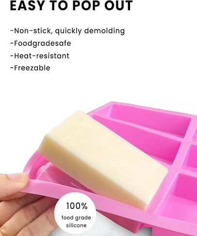 2PC Set Silicone Soap Molds, 6 Cavity Square Soap Molds for Soap Making, Cake, and Chocolate, Food Grade Silicone Molds (Pink, Light Blue) in Saudi Arabia