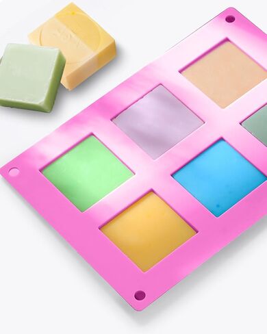 2PC Set Silicone Soap Molds, 6 Cavity Square Soap Molds for Soap Making, Cake, and Chocolate, Food Grade Silicone Molds (Pink, Light Blue) in Saudi Arabia