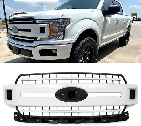 Oxford White Front Upper Grille Bumper Grill Compatible with Ford F150 XLT 2018-20 Replace For JL3Z-8200-EA in Saudi Arabia