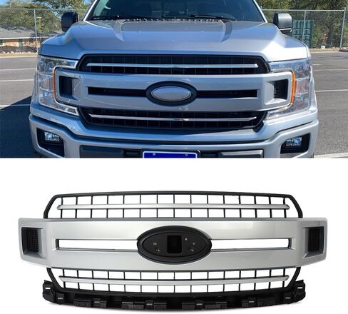 Oxford White Front Upper Grille Bumper Grill Compatible with Ford F150 XLT 2018-20 Replace For JL3Z-8200-EA in Saudi Arabia