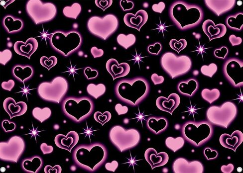 Pink Heart 2000s Backdrop 7x5FT Black and Pink Sweet Y2K Photography Background Early 2000s Party Decorations Photo Banner Props Supplies in Saudi Arabia