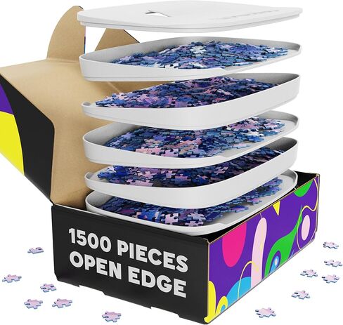 Puzzlup Stackable Puzzle Trays with Box Display Design - Set of 6 Unique Puzzle Sorting Trays - Up to 1500 Pieces - Premium Jigsaw Puzzle Accessory in Saudi Arabia