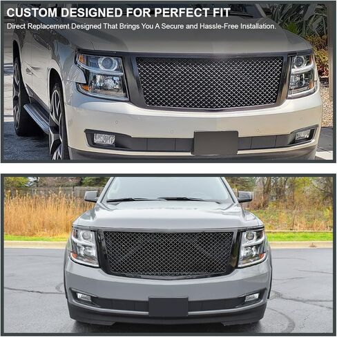 شبكة شبكية ذات غطاء أمامي أسود مصقول من Spec-D متوافقة مع 2015-2018 Chevy Tahoe، Suburban in Saudi Arabia