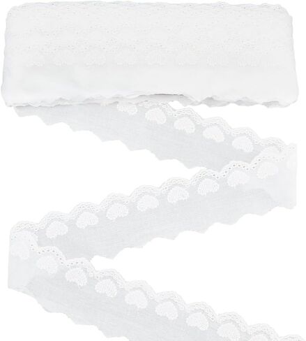 PH PandaHall 16 Yards Eyelet Lace Trim 2" Wide White Lace Ribbon Wavy Edge Cotton Heart Floral Embroidered Ribbon Eyelet Fabric Trim for Sewing Dresses Clothes DIY Home Decoration in Saudi Arabia