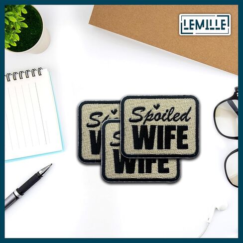 Spoiled Wife Patch, Size 3" Sew On Patches, Preppy Coquette Embroidery Fabric Patches for Clothes Jeans Backpacks Hats, Western Embroidery Iron On Patches for Clothes, Girly Gifts for Wife Mom in Saudi Arabia