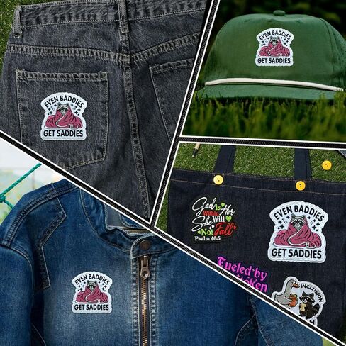 Even Bad Get Saddies Racoon Patch, 3 Inches Sew On Iron On Anxious Friend Therapist, Mental Health Embroidered Patches for Backpack, Jacket, Hat, Jeans DIY Uniform Gift for Men Women Kid Size 3 Inch in Saudi Arabia