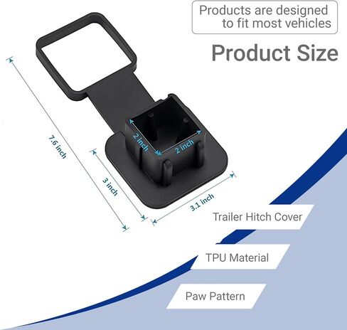 غطاء وصلة مقطورة بطول 5.08 سم، قابس مطاطي لمخلب الكلب، يحمي جهاز استقبال الفم المربع، سهل التركيب يناسب معظم المركبات SUV RV Pickup ATV (تصميم نوع الإبزيم) in Kuwait
