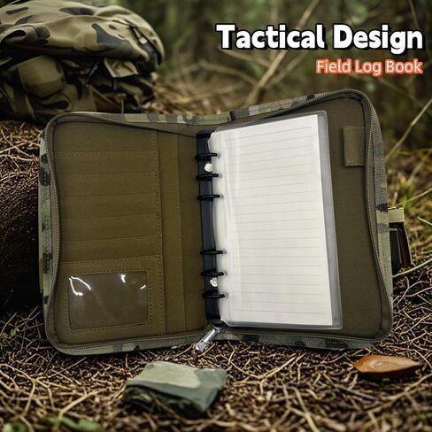Tactical Field Notes with Zipper Weatherproof Molle Notebook Cover, Tactical Padfolio Ring Binder with Refillable Notes Paper (5.5"x8.5") in Saudi Arabia
