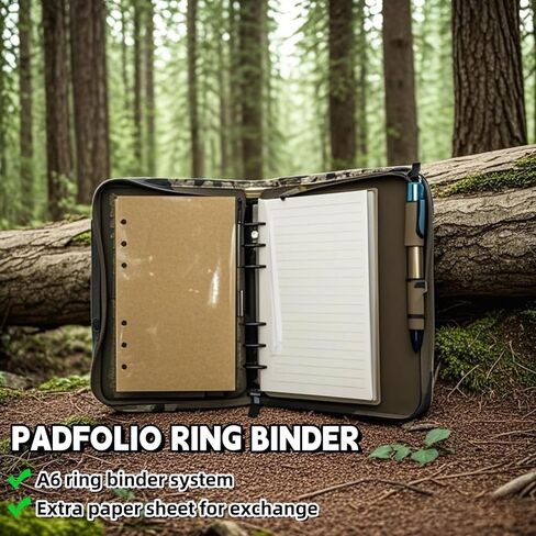 Tactical Field Notes with Zipper Weatherproof Molle Notebook Cover, Tactical Padfolio Ring Binder with Refillable Notes Paper (5.5"x8.5") in Saudi Arabia