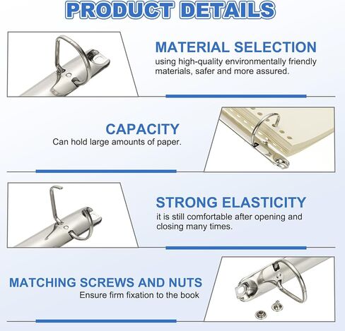 PATIKIL A4 3 Hole Ring Binder Mechanisms, 4 Set 1.97" D Ring Replacement Binder Planner Loose Leaf Binding Spines for Organizers DIY Fill Paper Storage Folder Accessories, 26mm Silver Tone in Saudi Arabia