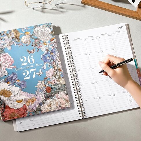 Planner 2026-2027 - Academic Planner, July 2026 - June 2027, 2026-2027 Planners Weekly and Monthly, 8.5" x 11", Colorful Monthly Tabs, Storage Pocket, Spiral Bound for School Office Home - Floral in Saudi Arabia