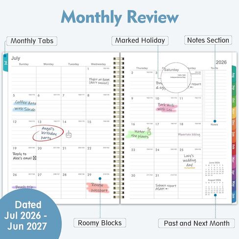 Planner 2026-2027 - Academic Planner, July 2026 - June 2027, 2026-2027 Planners Weekly and Monthly, 8.5" x 11", Colorful Monthly Tabs, Storage Pocket, Spiral Bound for School Office Home - Floral in Saudi Arabia