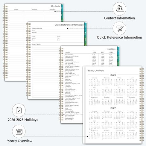 Planner 2026-2027 - Academic Planner, July 2026 - June 2027, 2026-2027 Planners Weekly and Monthly, 8.5" x 11", Colorful Monthly Tabs, Storage Pocket, Spiral Bound for School Office Home - Floral in Saudi Arabia