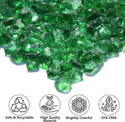 Crushed Glass for Resin Art, DIY Crafts, and Home Decor - 2.1LB Green Broken Glass Pieces 3-6mm, for Vase Fillers, Tabletop Fire Pit, and Aquarium Rocks in Saudi Arabia