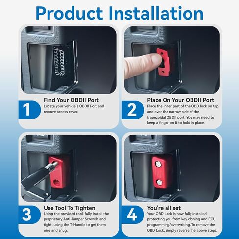 قفل obd2 مضاد للسرقة، جهاز أمان قفل منفذ obd من الألومنيوم مع مفتاح، مانع obd2 عالمي للسيارات والشاحنات والمركبات للحماية ضد السرقة in Kuwait