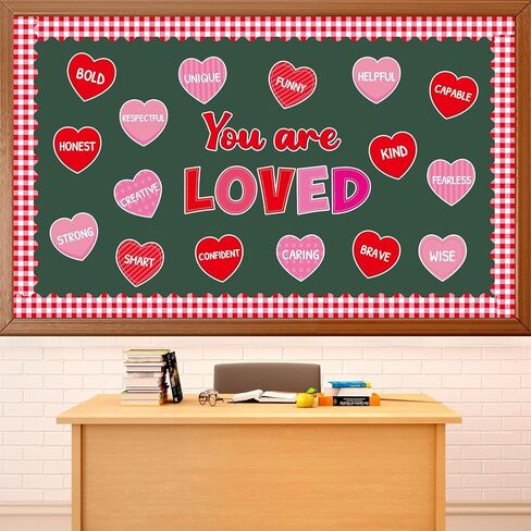 Spread Love Bulletin Board Decorations Valentine Rainbow Envelopes Cutouts for Bulletin Board Border, Valentine's Day Heart Love Bulletin Board With Glue Point Dots for Classroom School Party Supplies in Saudi Arabia