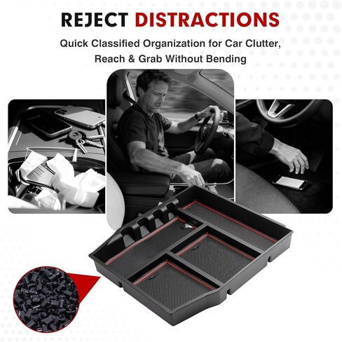 Autorder Center Console Dash Organizer for 2020 2021 2022 2023 2024 2025 Ford Escape Accessories 8-inch Dashboard Insert Tray with Cellphone Holder Storage Box with Anti-Slip Mat(Not fit 13.2-Screen) in Kuwait