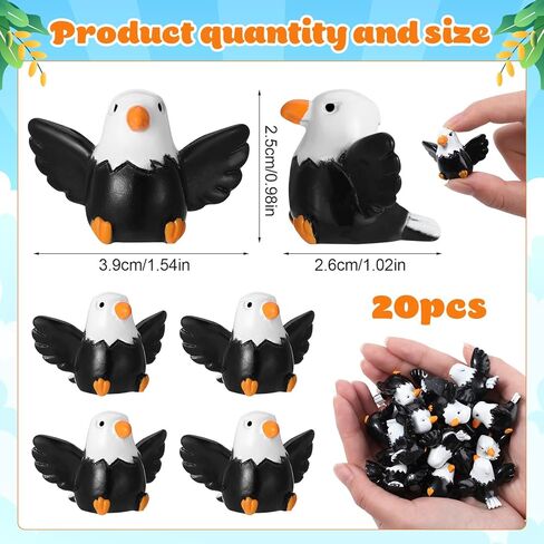 60 Pcs Mini Resin Bald Eagle, Wildlife American Bald Eagle Toy Figure, Patriotic Bald Eagle Bird Figurines, Bald Eagle Garden Statue, Ornaments for Independence Day Party Outdoor Lawn Garden in Saudi Arabia
