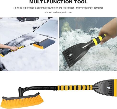 39" Snow Brush & Ice Scraper for Car Windshield, 2-in-1 Detachable Ice Scraper with 360° Pivoting Brush Head, Extendable Snow Removal Tool Winter Accessories for Cars Trucks SUVs (Yellow) in Saudi Arabia