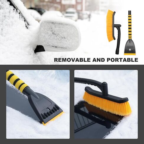 39" Snow Brush & Ice Scraper for Car Windshield, 2-in-1 Detachable Ice Scraper with 360° Pivoting Brush Head, Extendable Snow Removal Tool Winter Accessories for Cars Trucks SUVs (Yellow) in Saudi Arabia