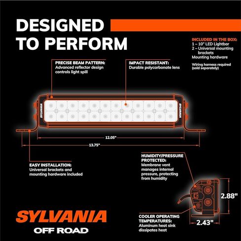 Sylvania - Ultra 10 Inch LED Light Bar - Lifetime Limited Warranty - Combo Beam Light 4650 Raw Lumens, Off Road Driving Work Light, Truck, Car, Boat, ATV, UTV, SUV, 4x4 (1 PC) in Saudi Arabia