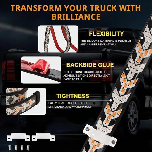 Fishbone Shaped LED Tailgate Light Bar, LED Tailgate Lights, Brake Running Sequential Turn Signal Strip Strobe Light Bar for Truck Pickup SUV RV, Car Light Embellishments (47.24in) in Saudi Arabia