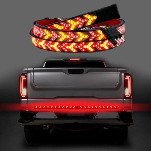 Fishbone Shaped LED Tailgate Light Bar, LED Tailgate Lights, Brake Running Sequential Turn Signal Strip Strobe Light Bar for Truck Pickup SUV RV, Car Light Embellishments (47.24in) in Saudi Arabia