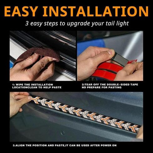 Fishbone Shaped LED Tailgate Light Bar, LED Tailgate Lights, Brake Running Sequential Turn Signal Strip Strobe Light Bar for Truck Pickup SUV RV, Car Light Embellishments (47.24in) in Saudi Arabia