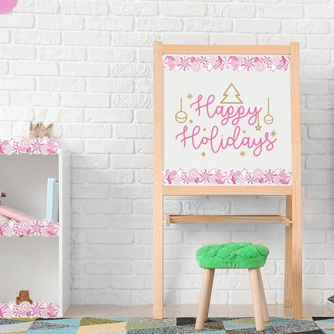 Whaline 32.8Ft Christmas Candy Peppermint Bulletin Board Border Xmas Red Green Candy Cane Rolled Self Adhesive Border Trim Stickers for Xmas Holiday Party Classroom Chalkboard Wall Decor in Saudi Arabia