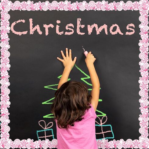 Whaline 32.8Ft Christmas Candy Peppermint Bulletin Board Border Xmas Red Green Candy Cane Rolled Self Adhesive Border Trim Stickers for Xmas Holiday Party Classroom Chalkboard Wall Decor in Saudi Arabia