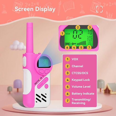 retevis eztalk 70 أجهزة اتصال لاسلكية للأطفال، الوضع الآمن 2 طريقة راديو قابلة لإعادة الشحن للأطفال، ألعاب للأولاد والبنات من سن 6 إلى 12 عامًا، هدايا عيد ميلاد للعائلة والتنزه في الهواء الطلق والتخييم زوج واحد in Saudi Arabia