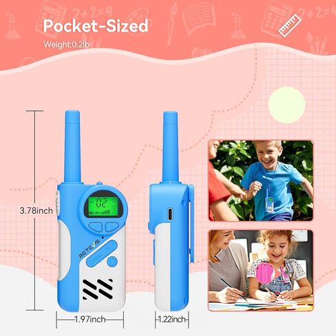 retevis eztalk 70 أجهزة اتصال لاسلكية للأطفال، الوضع الآمن 2 طريقة راديو قابلة لإعادة الشحن للأطفال، ألعاب للأولاد والبنات من سن 6 إلى 12 عامًا، هدايا عيد ميلاد للعائلة والتنزه في الهواء الطلق والتخييم زوج واحد in Saudi Arabia