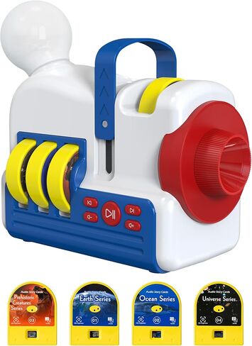 Educational Story Projector for Kids with 4 Science Themes, Earth, Ocean, Dinosaurs & Space, Audio Narration & Night Light & 9 Dream Music, Bedtime Book Projector Machine Toy for Boys & Girls in Saudi Arabia