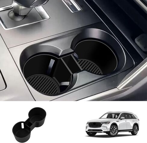 Silicone Center Console Cup Holder Insert Compatible with Mazda CX-90 2024-2026, Anti-Slip Car Interior Accessories Organizer (Black, 1PCS) in Saudi Arabia