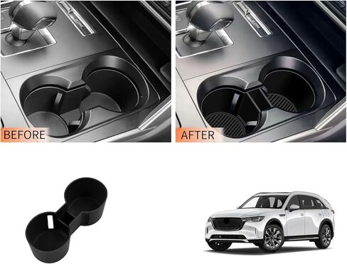 Silicone Center Console Cup Holder Insert Compatible with Mazda CX-90 2024-2026, Anti-Slip Car Interior Accessories Organizer (Black, 1PCS) in Saudi Arabia