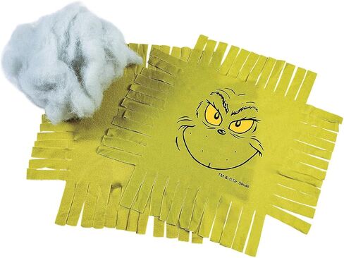 Fun Express Dr. Seuss The Grinch Christmas Fleece Tied Pillow Craft Kit - Makes 6 No-Sew Plush Pillows | Holiday Decorations & Gifts for Kids, Classrooms & Parties | 16.5" Green Fabric Design in Saudi Arabia
