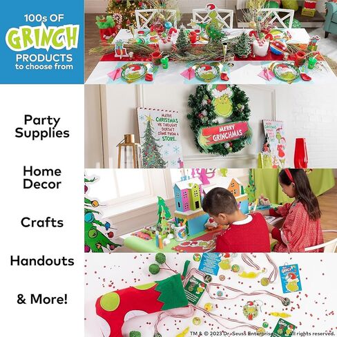 Fun Express Dr. Seuss The Grinch Christmas Fleece Tied Pillow Craft Kit - Makes 6 No-Sew Plush Pillows | Holiday Decorations & Gifts for Kids, Classrooms & Parties | 16.5" Green Fabric Design in Saudi Arabia