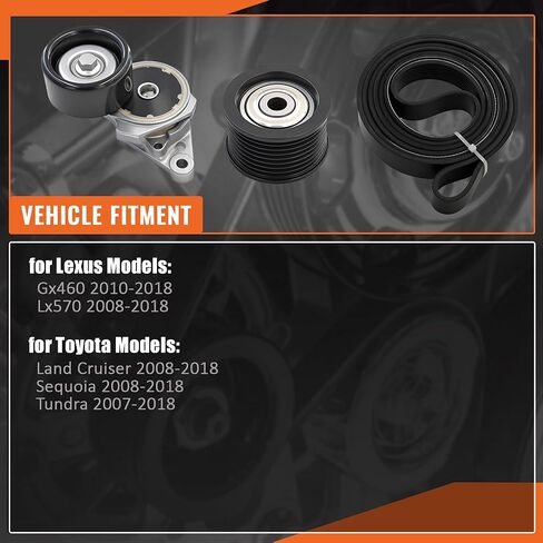 Serpentine Drive Belt Tensioner Component Kit K080948 for Lexus Gx460 2010-2018 for Lx570 2008-2018 for Toyota Land Cruiser 2008-2018 for Sequoia 2008-2018 39185 K080948 36370 in Saudi Arabia