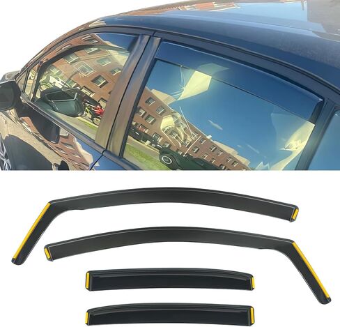 IKON MOTORSPORTS in Channel Window Visors Compatible with 2020-2026 Toyota Corolla Sedan 4-Door, PC Polycarbonate Black Rain Guards, Side Window Wind Deflectors 4PCS in Saudi Arabia