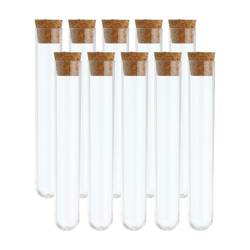 PATIKIL 5ml Test Tubes Set, 10pcs 3.07x0.51" PS Clear Round Bottom Test Tube Containers with Wood Stopper for Bead Party Candy Bath Salt Storage Scientific Experiment Plant Propagation in Saudi Arabia