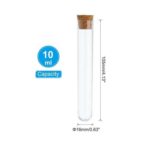 PATIKIL 5ml Test Tubes Set, 10pcs 3.07x0.51" PS Clear Round Bottom Test Tube Containers with Wood Stopper for Bead Party Candy Bath Salt Storage Scientific Experiment Plant Propagation in Saudi Arabia