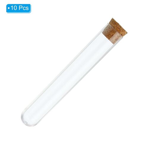 PATIKIL 5ml Test Tubes Set, 10pcs 3.07x0.51" PS Clear Round Bottom Test Tube Containers with Wood Stopper for Bead Party Candy Bath Salt Storage Scientific Experiment Plant Propagation in Saudi Arabia