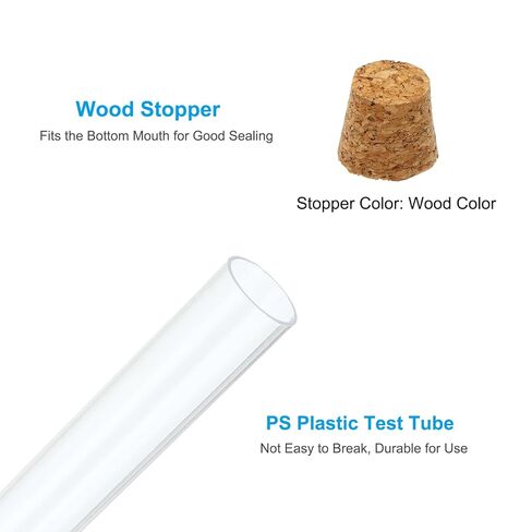 PATIKIL 5ml Test Tubes Set, 10pcs 3.07x0.51" PS Clear Round Bottom Test Tube Containers with Wood Stopper for Bead Party Candy Bath Salt Storage Scientific Experiment Plant Propagation in Saudi Arabia