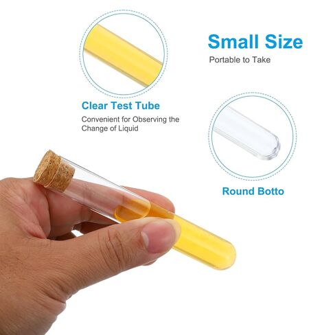 PATIKIL 5ml Test Tubes Set, 10pcs 3.07x0.51" PS Clear Round Bottom Test Tube Containers with Wood Stopper for Bead Party Candy Bath Salt Storage Scientific Experiment Plant Propagation in Saudi Arabia