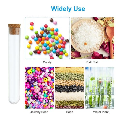 PATIKIL 5ml Test Tubes Set, 10pcs 3.07x0.51" PS Clear Round Bottom Test Tube Containers with Wood Stopper for Bead Party Candy Bath Salt Storage Scientific Experiment Plant Propagation in Saudi Arabia