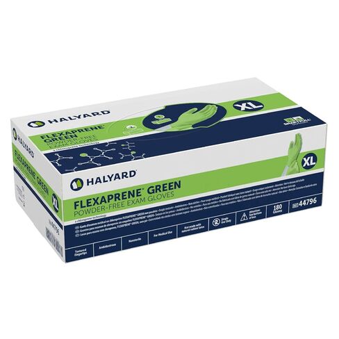 قفازات HALYARD FLEXAPRENE الخضراء للفحص، تقنية الكلوروبرين، غير معقمة، خالية من البودرة، 3.5 مل، 9.5 بوصة، أخضر، كبير، 44795 (صندوق من 200) in Saudi Arabia