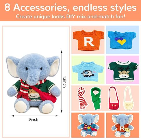 حيوان محشو على شكل قرد مع 9 ملابس وإكسسوارات، 12 في عيد الميلاد للأحفاد، جائزة هدايا عيد الميلاد للفصل الدراسي، لعبة قرد محشوة لطيفة من القطيفة، لعبة قرد للأطفال in Kuwait