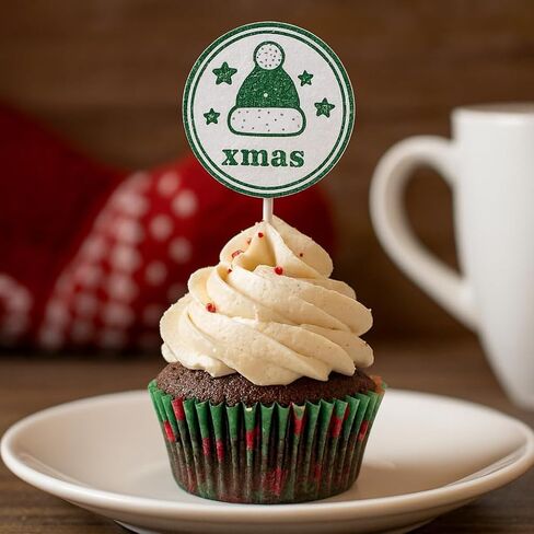12 Pack Christmas Cupcake Toppers Set, Holiday Cake Decorations Picks for Party Desserts and Festive Table Decor (Color 01) in Saudi Arabia