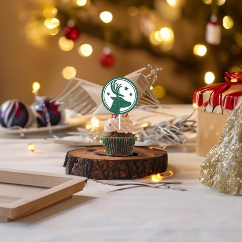 12 Pack Christmas Cupcake Toppers Set, Holiday Cake Decorations Picks for Party Desserts and Festive Table Decor (Color 01) in Saudi Arabia