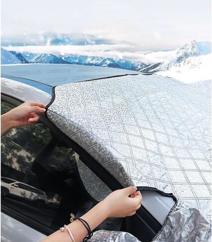 Windshield Cover for Ice and Snow, Waterproof Windproof Foldable Windshield Snow Frost Guard Cover for Cars, SUVS,Truck,Van Winter Car Accessories (55"x40") in Saudi Arabia